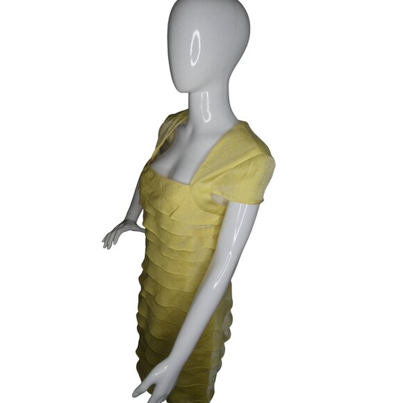 London‎ Times Fairycore Chifon Yellow Tiered Ruffle Cocktail Dress - Picture 4 of 7